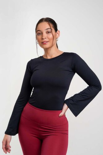 Tričko Flared LONG BLACK